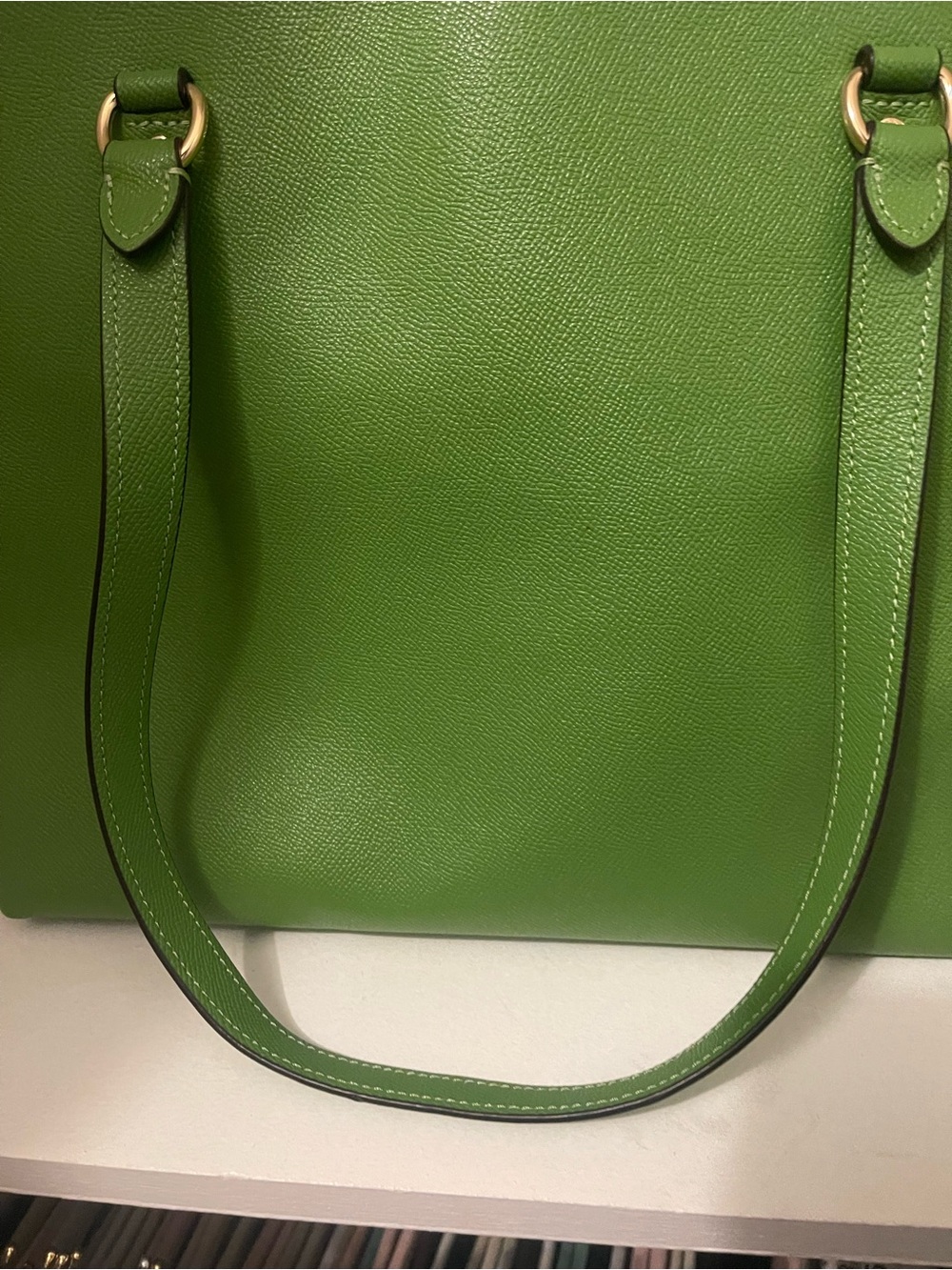 COACH Bright Green Leather Zip-Top Tote with Gold Hardware - Picture 4 of 6